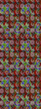 Düz Çiçek Elementleri Tasarımı. Renkli Bahar Teması eskiz kalıbı. Raster illüstrasyonundaki çiçek desenli çizim. Yeşil ve kahverengi renkte çiçekler.