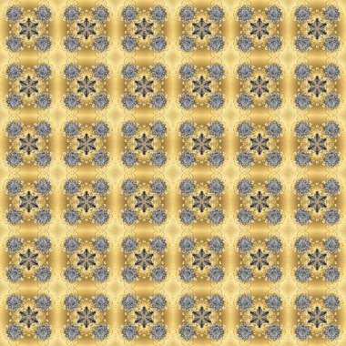 Bej, sarı ve gri renklerde pürüzsüz desen. Kusursuz altın desenli bukleler. Raster altın pürüzsüz desen. Doğu tarzında altın elementler arabesk.