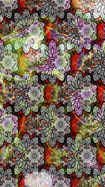 Raster illüstrasyonu. Gri ve nötr renkte çiçekler. Raster illüstrasyonu. Çiçek desenli çizim. Asya tekstil tarzında.