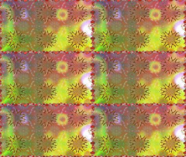 Çiçekli zambaklar kusursuz bir arka plan. Parlak çiçekli kolaj çiçekleri kahverengi ve nötr. Çiçek tasarımı için inanılmaz kolaj cennet tarzı..