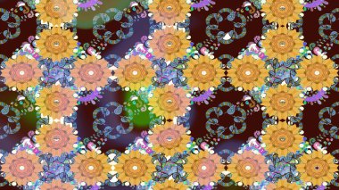 Suluboya etkisi. Raster deseni. Organik elementler. Botanik çizim deseni.