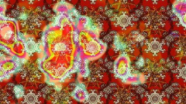 Kahverengi ve kırmızı renkte çiçekler. Düz Çiçek Elementleri Tasarımı. Raster illüstrasyonu. Renkli Bahar Teması eskiz kalıbı. Çiçekli çiçek deseni, suluboya..