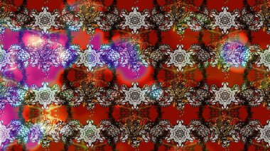 Kahverengi ve kırmızı renkte çiçekler. Raster illüstrasyonunda çiçek deseni çizimi.