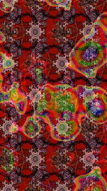 Çiçekli zambakların eskiz geçmişi. Çiçek tasarımı için inanılmaz bir kolaj cenneti tarzı. Parlak çiçekli kolaj çiçekleri kahverengi, kırmızı ve siyah.