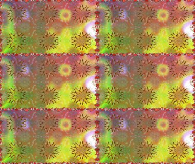 Çiçekli zambaklar kusursuz bir arka plan. Parlak çiçekli kolaj çiçekleri kahverengi ve nötr. Çiçek tasarımı için inanılmaz kolaj cennet tarzı..