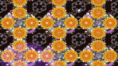 Raster illüstrasyonu. Küçük çaplı çiçeklerdeki basit şirin desenler. Tekstil veya kitap kapakları, imalat, duvar kağıtları, baskı, hediye paketi ve yapıştırma kitabı için çiçek eskiz geçmişi.