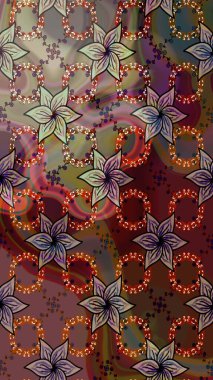 Raster illüstrasyonu. Raster. Kumaş, tekstil, duvar kağıdı baskısı için. Tomurcukları çiçek olan sevimli bir çiçek deseni. Eski usul. Taslak arkaplan.