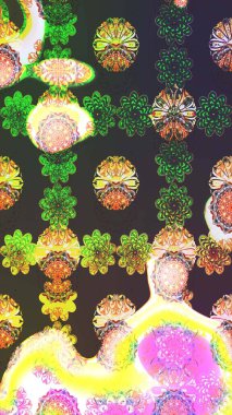 Hediye ambalaj kağıdı, tebrik kartları, posterler ve pankart tasarımı. Yeşil ve gri renkli çiçekler. Raster düz çiçek çizim deseni.