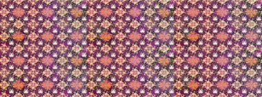 Raster illüstrasyonunda kusursuz çiçek deseni. Mor ve bej renkte çiçekler.
