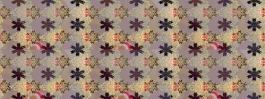 Gri ve bej renkli çiçekler. Raster illüstrasyonu. Renkli Bahar Temalı Kusursuz Arkaplan. Çiçekli, suluboya desenli kusursuz çiçek deseni. Düz Çiçek Elementleri Tasarımı.