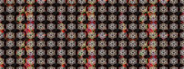 Sevimli çiçek raster deseni. Düz Çiçek Elementleri Tasarımı. Renkli Yaz Temalı eskiz kalıbı. Siyah ve kahverengi renkte çiçekler.