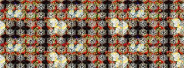 Siyah ve nötr renklerde çiçekler. Raster illüstrasyonunda çiçek deseni çizimi.