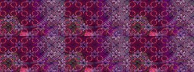 Raster illüstrasyonu. Şablon, pürüzsüz, çiçekli kenar. Kıvırcık, parlak örgü. Çiçek çelengi. Eski moda arka plan. Güzel, pürüzsüz kumaş, tuval..