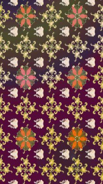 Raster illüstrasyonu. Düz Çiçek Elementleri Tasarımı. Taslak desenli, modaya uygun kumaş deseni. Şirin çiçek elementleri. Renkli Bahar Teması çizim şablonu.