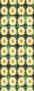Flowers on green and yellow colors. Hand drawn. Watercolor illustration. Seamless pattern with flowers.