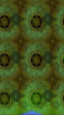 Düz Çiçek Elementleri Tasarımı. Renkli Yaz Temalı eskiz kalıbı. Raster Illustrasyon 'daki Çiçek Deseni' nin son moda çizimi. Yeşil renkte çiçekler.