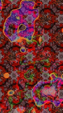 Kibar, yaz çiçekleri kırmızı ve kahverengi renklerde. Küçük çiçekteki sevimli çiçek deseni. Raster illüstrasyonu. Raster deseni.