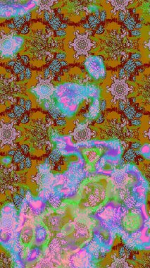 Süslü kumaş deseni. Raster deseni. Çiçekli çiçek deseni, suluboya..