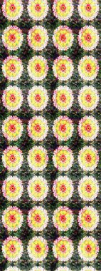 Raster illüstrasyonu. Sarı ve yeşil renklerde güzel bir tekstil. Çiçeklerle suluboya desenleri.