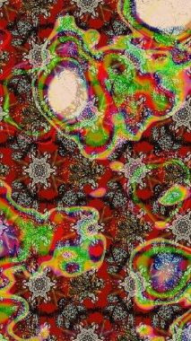 Kırmızı ve kahverengi çiçekli eskiz deseni, suluboya çiçek deseni, sevimli çiçek, duvar kağıdı, kart veya kumaş için fayanslı. Raster - stok.