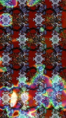 3D çiçekler, eskiz. Renklerle. Raster illüstrasyonu.