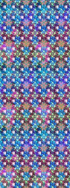 Raster suluboya çiçek deseni, narin çiçekler, mavi ve mor çiçekler, tebrik kartı şablonu. Güzel kumaş deseni.