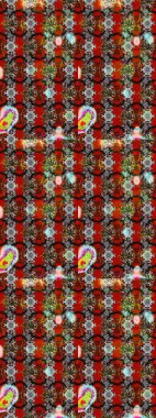 Sabıka fotoğraflarında, bebek kıyafetlerinde, duvar kâğıtlarında, paket kutularında falan kullanılabilir. Zarif, parlak ve eskiz. Gri ve kırmızı çiçek desenli..