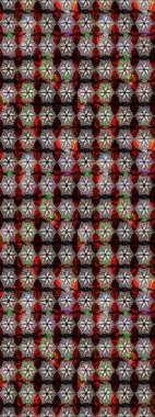 Siyah ve kahverengi renkte çiçekler. Yumuşak, bahar çiçekli arka plan. Raster çiçek desenli ve çiçekli..