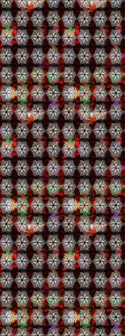 Moda baskısı, albüm, ambalaj kağıdı ve duvar kağıdı için zarif dekoratif süslemeler. Küçük çiçekli basit bir çiçek çizimi. Siyah ve kahverengi renkli şirin çiçekler. Raster illüstrasyonu.