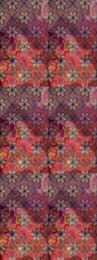 Flowers on brown and purple colors. Design gift wrapping paper, greeting cards, posters and banner design. Raster flat flowers seamless pattern.