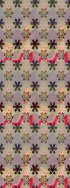 Gri ve bej renkli parlak çiçekli halı desenli..