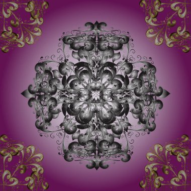 Gri ve nötr renklerde altın desenler ve altın elementler. Vektör doğu süsü. Barok tarzında kusursuz bir doğulu süsü. Geleneksel klasik altın desen.