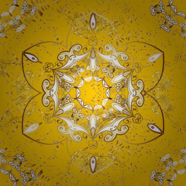 Klasik klasik klasik arka plan. Kusursuz klasik vektör altın deseni. Geleneksel oryantasyon süsü. Sarı ve bej renklerde altın desenli altın elementler.