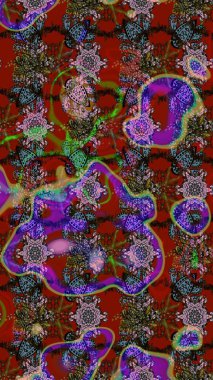 Çiçekli eskiz deseni. El çizimi. Suluboya çizimi. Çiçekler kırmızı, kahverengi ve gri renklerde.