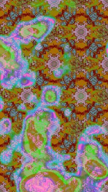 Yeşil, kahverengi ve mavi renkli çiçekler. Elle boyanmış suluboya resim çizimi çiçekler ve bitkiler.