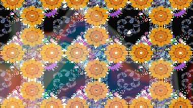 Suluboya çiçekli çiçek deseni. Raster illüstrasyonu. Sarı renkli güzel tekstil..