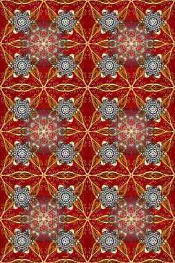 Doğulu stili, altın elementlerle kırmızı, kahverengi ve gri renklerde altın desenli arabesk yapar. Raster altın desen. Kusursuz kıvırcık saçlar..