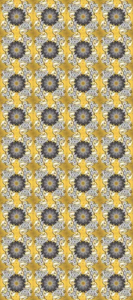 Raster illüstrasyonu. Oriental raster klasik gri, sarı, bej ve altın desenli. Kusursuz soyut arkaplan.