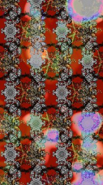 Raster illüstrasyonundaki çiçek desenli çizim. Suluboya tarzında gri ve kahverengi renkte çiçekler.