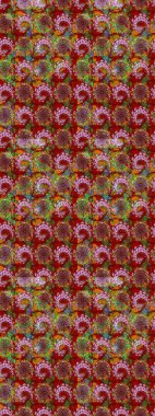 Ağaç dallı bahar çiçekleri ile desen, kırmızı ve kahverengi renkler ile çiçek silueti. Raster deseni.