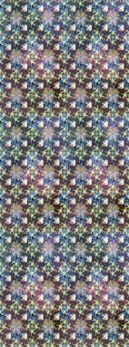 Kusursuz bir arka plan modeli. Raster - stok. Yapraklı çiçekler ve kır ve nötr renklerde papatya çiçekleri..