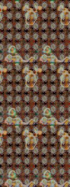 Üzerinde gelincikler ve vadi zambakları olan renkli çiçek desenli nakış deseni. Tekstil tasarımı için kahverengi ve gri renkli geleneksel halk çiçekleri buketi.