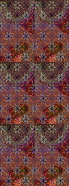 Elegance seamless pattern with ethnic flowers on brown and black colors. Raster Floral Illustration in asian textile.