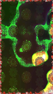 Raster çiçek desenli çiçek deseni, yapraklar, dekoratif elementler, sıçrama, lekeler, el çizimi kontur çizgileri ve Doodle çizim stili, grafik raster çizim çizimi.