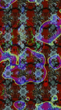 Çiçek kolajı. - Kahverengi ve kırmızı çiçekler. Küçük çiçekte güzel bir desen var. Raster deseni. Çiçek arkaplan. Doğa. Çiçek bileşimi.