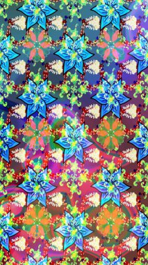 Mavi ve yeşil renkli çiçekler. Renkli Bahar Teması eskiz kalıbı. Düz Çiçek Elementleri Tasarımı. Güzel çiçek deseni..