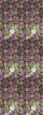 Raster Çiçek İllüstrasyonu güzel tekstil. Gri ve nötr renklerdeki etnik çiçeklerle zarif eskiz deseni.