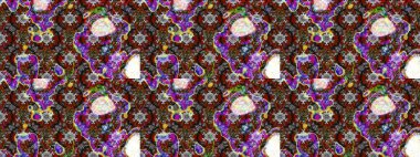 Düz Çiçek Elementleri Tasarımı. Renkli Bahar Teması eskiz kalıbı. Raster illüstrasyonundaki çiçek desenli çizim. Güzel kumaş deseni.