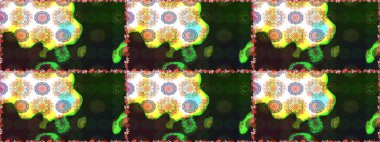 Raster illüstrasyonunda kusursuz çiçek deseni. Gri ve yeşil renkte çiçekler.