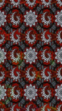 Çiçeksel fantezi tasarımı ve parlak bir arka plan çizimi. Renkli Bahar Teması eskiz kalıbı. Düz Çiçek Elementleri Tasarımı.